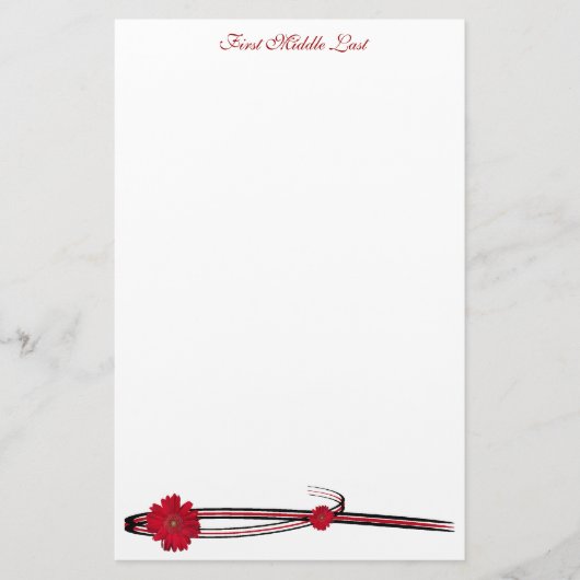Double Red Gerber Daisy Sweep Persoonlijk Briefpapier (Voorkant)