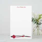 Double Red Gerber Daisy Sweep Persoonlijk Briefpapier (Staand voorkant)