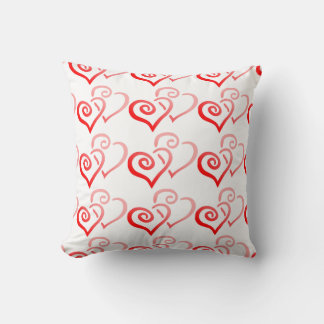 Double Red Swirly Hearts Pillow Kussen
