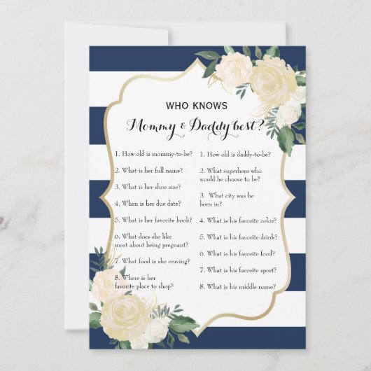 Double Side Baby shower Games - Advies | Wie weet Kaart (Voorkant)