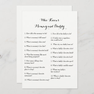 Double Side Baby shower Games - Advies   Wie weet Kaart
