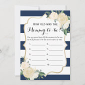 Double Side Bloemen Navy Baby shower Spelletjes Kaart (Voorkant)