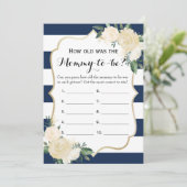 Double Side Bloemen Navy Baby shower Spelletjes Kaart (Staand voorkant)