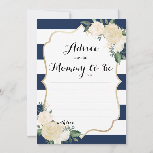 Double Side Bloemen Navy Baby shower Spelletjes Kaart (Achterkant)