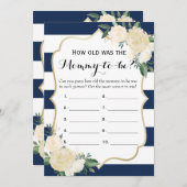 Double Side Bloemen Navy Baby shower Spelletjes Kaart (Voorkant / Achterkant)