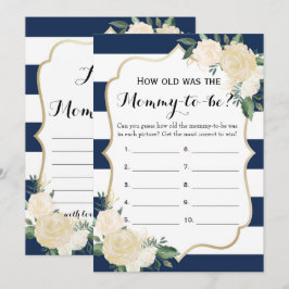 Double Side Bloemen Navy Baby shower Spelletjes Kaart