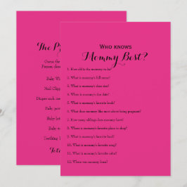 Double Side Hot Pink Baby shower Spelletjes Kaart