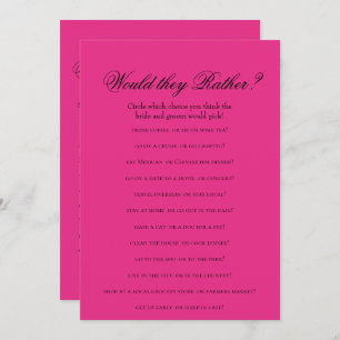 Double Side Hot Pink Vrijgezellenfeest Games Kaart
