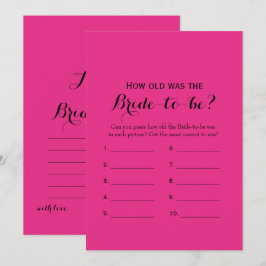 Double Side Hot Pink Vrijgezellenfeest Games Kaart