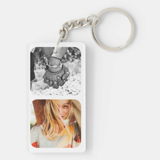 Double Sided 4 Photo Template Rond White Sleutelhanger (achterkant)