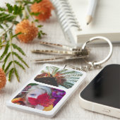 Double Sided 4 Photo Template Rond White Sleutelhanger (Voorkant Rechts)