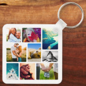 Double Sided 9 Photo Collage Square Metal Sleutelh Sleutelhanger (Achterkant)