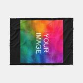 Double Sided Add Image Template Mens Basic Black Fleece Deken (Voorkant (Horizontaal))