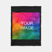 Double Sided Add Image Template Mens Basic Black Fleece Deken (Voorkant)
