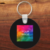 Double Sided Add Image Template Mens Basic Black Sleutelhanger (Voorkant)