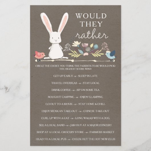 Double Sided Baby shower Games a Little Bunny (Voorkant)