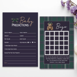 Double sided baby shower games chic elegant  Bear 