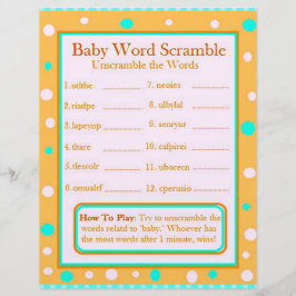 Double Sided Baby shower Games Flyer