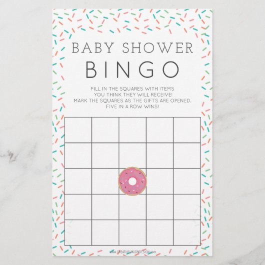 Double Sided Baby shower Games Modern Donut (Achterkant)