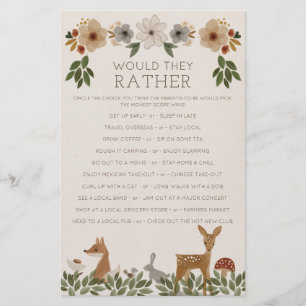 Double Sided Baby shower Games Modern Woodland