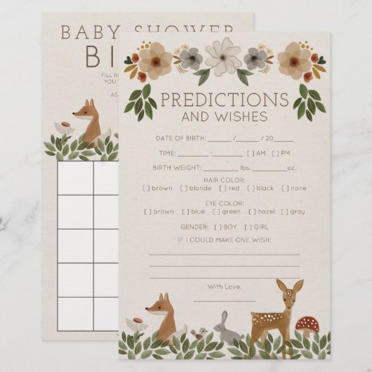 Double Sided Baby shower Games Modern Woodland (Voorkant / Achterkant)