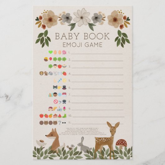 Double Sided Baby shower Games Modern Woodland (Voorkant)