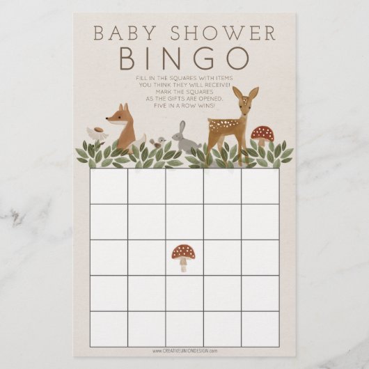 Double Sided Baby shower Games Modern Woodland (Achterkant)