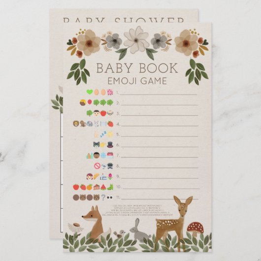 Double Sided Baby shower Games Modern Woodland (Voorkant / Achterkant)