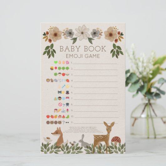 Double Sided Baby shower Games Modern Woodland (Staand voorkant)