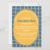 Double-Sided Blue Yellow Bright Plaid Hand-Drawn Kaart (Voorkant)