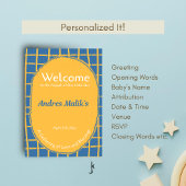 Double-Sided Blue Yellow Bright Plaid Hand-Drawn Kaart