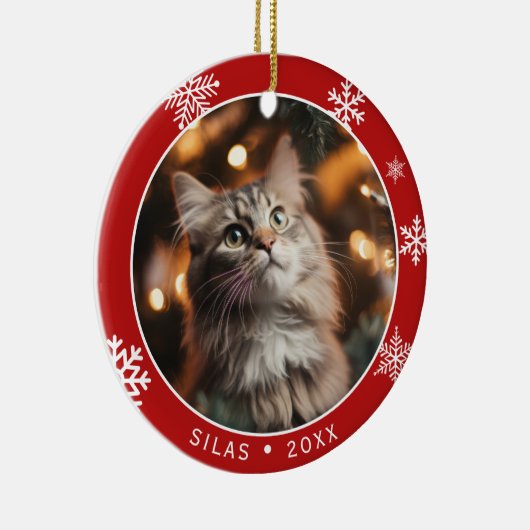 Double Sided Cat Photo Keepsake Christmas Ornament (Rechts)