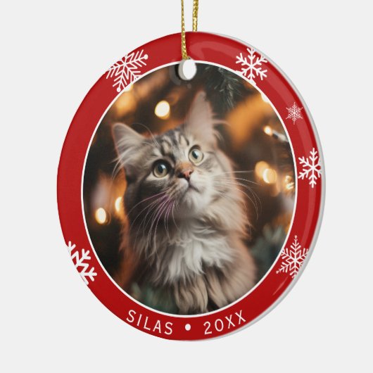 Double Sided Cat Photo Keepsake Christmas Ornament (Links)