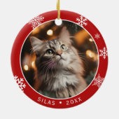 Double Sided Cat Photo Keepsake Christmas Ornament (Achterkant)
