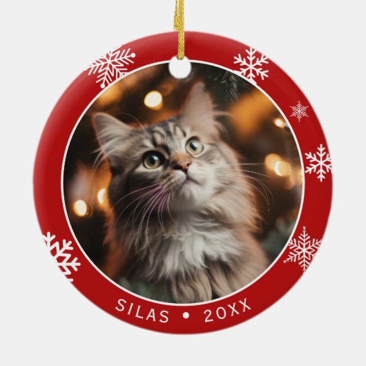 Double Sided Cat Photo Keepsake Christmas Ornament (Achterkant)
