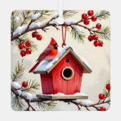 Double Sided Christmas Cardinals Metalen Ornament (Achterkant)