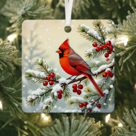 Double Sided Christmas Cardinals Metalen Ornament