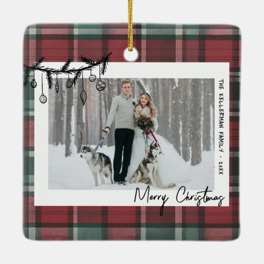 Double Sided Couple Photo Christmas Keramisch Ornament (Achterkant)