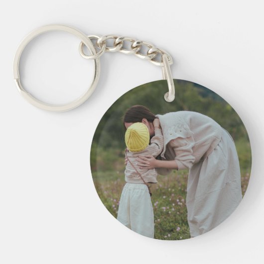 Double Sided Custom Family Photo Keychain (Voorkant)