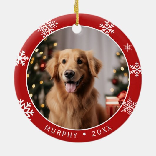 Double Sided Dog Photo Keepsake Christmas Ornament (Achterkant)