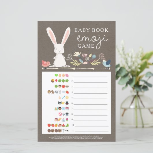 Double Sided Emoji Baby shower Game A Little Bunny (Staand voorkant)
