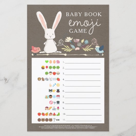 Double Sided Emoji Baby shower Game A Little Bunny (Voorkant)