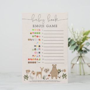 Double Sided Emoji Baby shower Game Boho Woodland