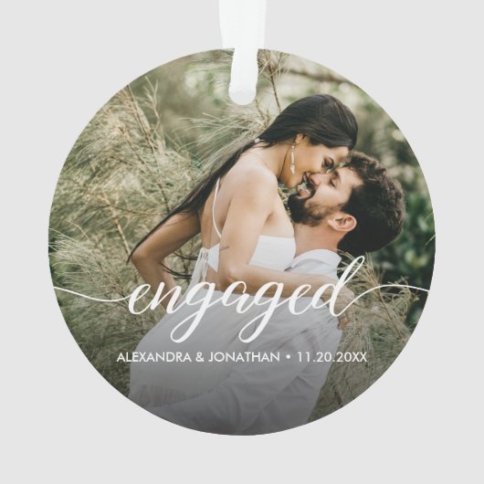Double sided Engaged couple Photo Custom  Ornament (achterkant)