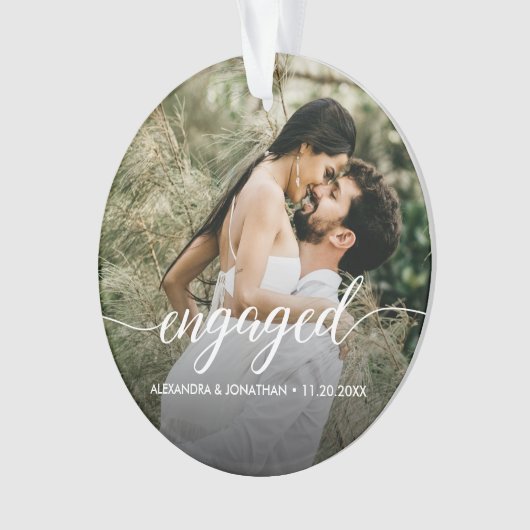 Double sided Engaged couple Photo Custom  Ornament (voorkant)