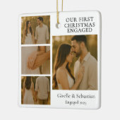Double Sided First Christmas Engaged Photo Keramisch Ornament (Links)