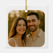 Double Sided First Christmas Engaged Photo Keramisch Ornament (Achterkant)