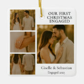 Double Sided First Christmas Engaged Photo Keramisch Ornament (Voorkant)