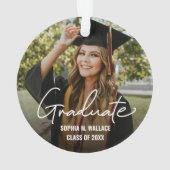 Double sided Handlettering Graduate Custom Photo Ornament (achterkant)