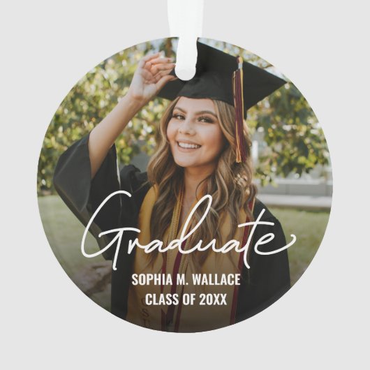 Double sided Handlettering Graduate Custom Photo Ornament (achterkant)